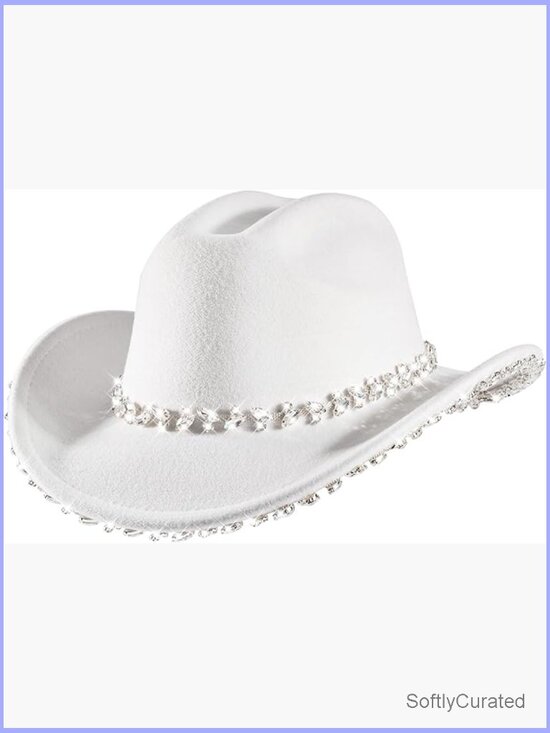 Rhinestone Cowboy Hat Wide Brim Bling Western Cowgirl Hat Fringe